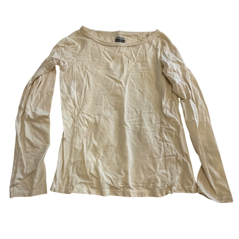 Columbia Titanium Women Medium Cream Long Sleeve Base Layer Hiking Top Scoop